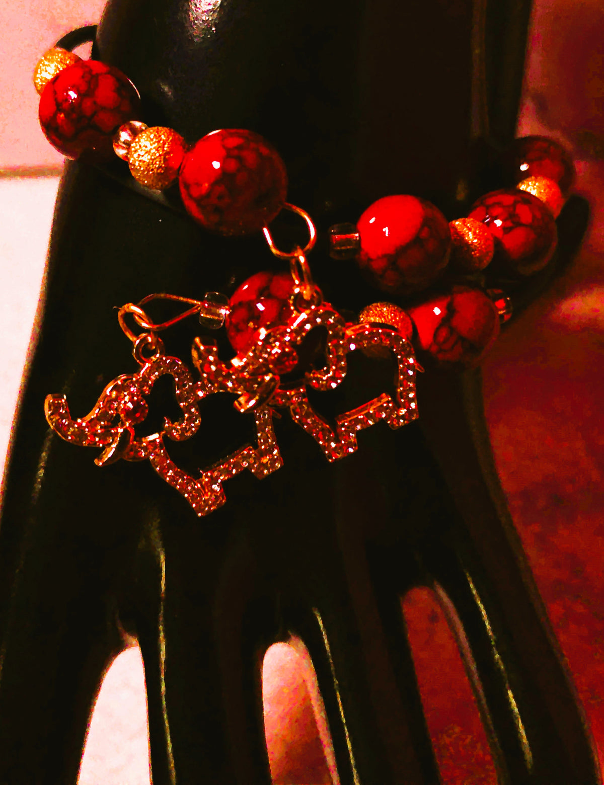 Red and Gold Memory Wire Bracelet