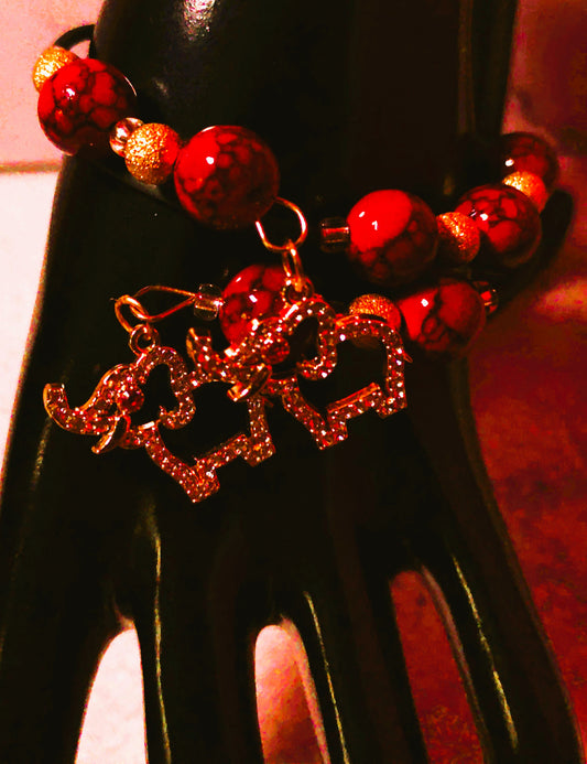 Red and Gold Memory Wire Bracelet